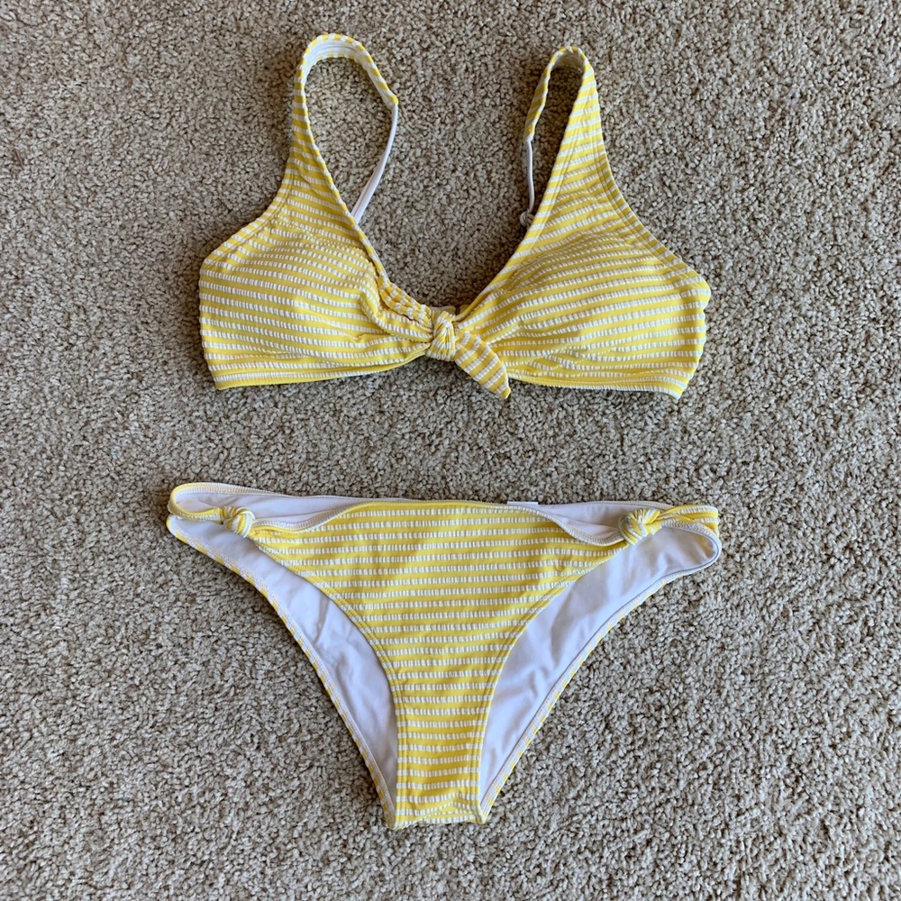 Abercrombie Yellow & White Striped Bikini